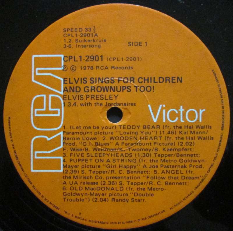 ELVIS PRESLEY - ELVIS SINGS FOR CHILDREN  (LP/VINYL)