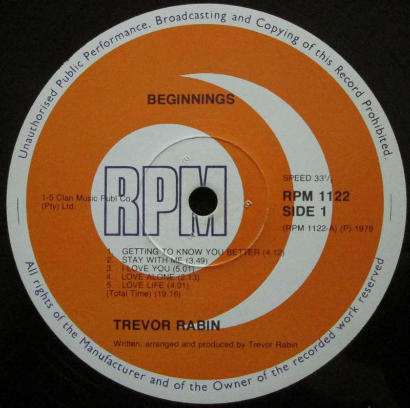 TREVOR RABIN - BEGINNINGS  (LP/VINYL)