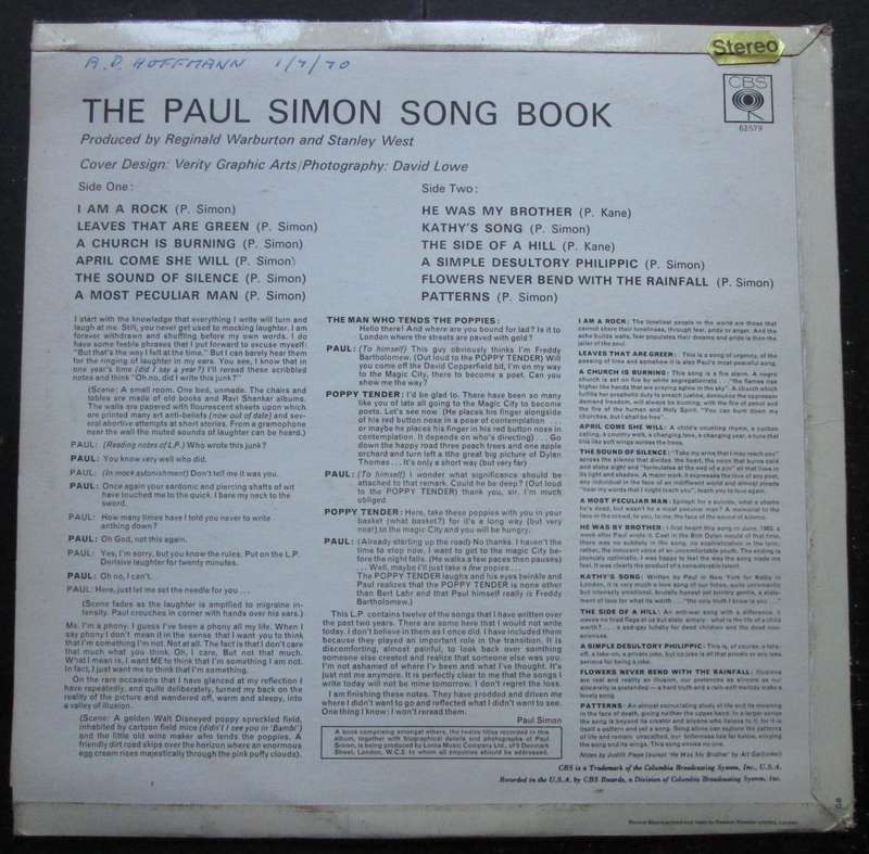 PAUL SIMON - THE PAUL SIMON SONG BOOK (LP/VINYL)