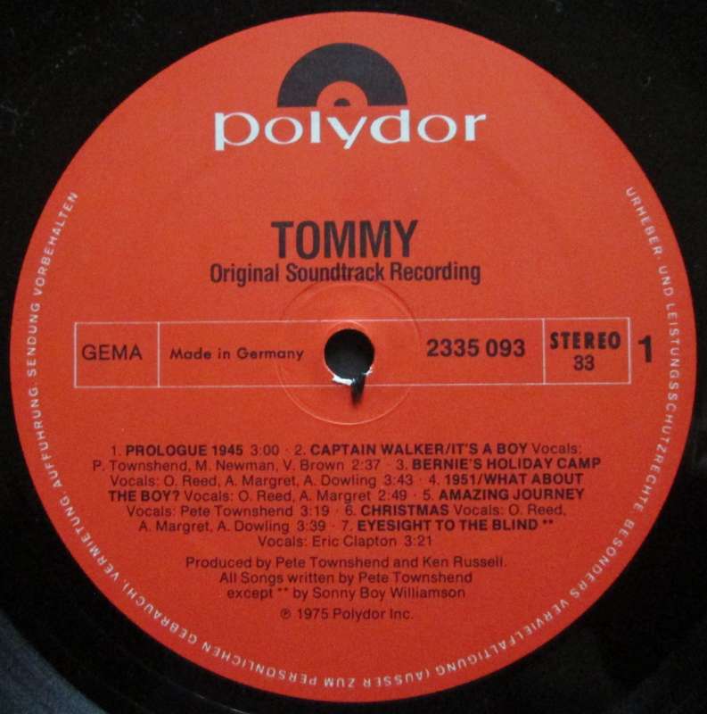 VARIOUS ARTISTS - TOMMY-ORIGINAL SOUNDTRACK RECORDING (2xLP/VINYL)