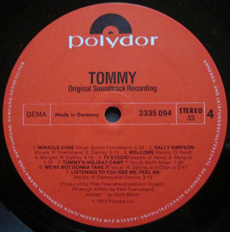 VARIOUS ARTISTS - TOMMY-ORIGINAL SOUNDTRACK RECORDING (2xLP/VINYL)