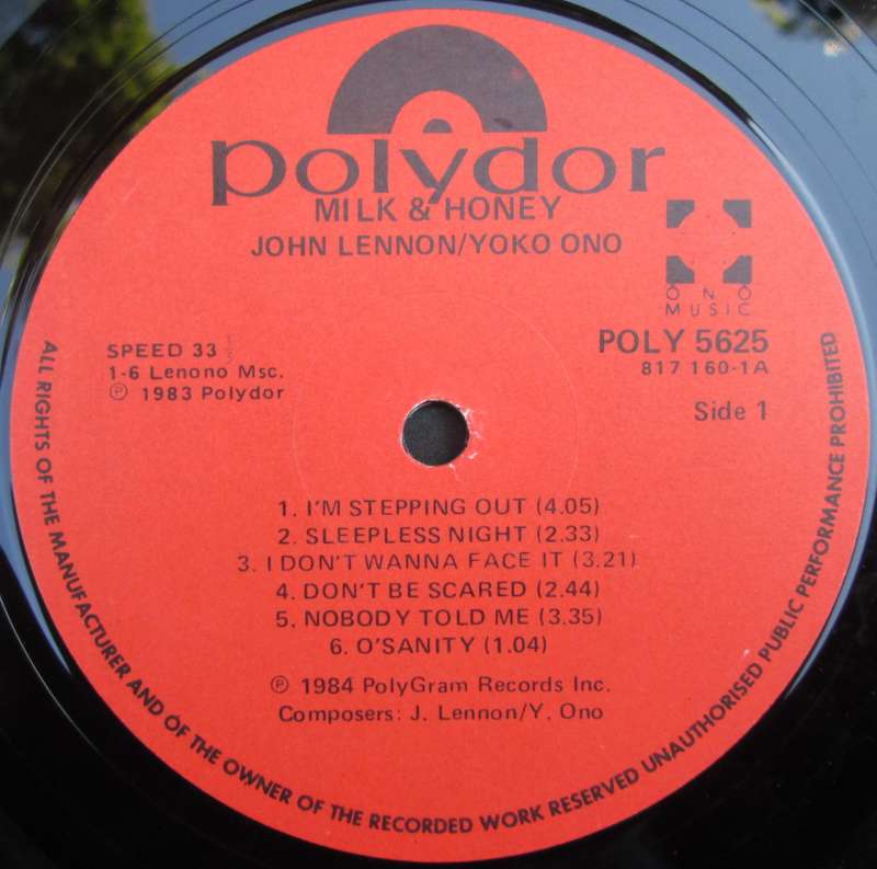 JOHN LENNON/YOKO ONO - MILK AND HONEY    (LP/VINYL)