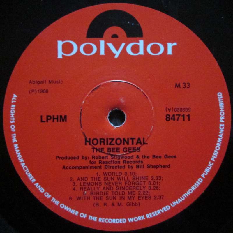 THE BEE GEES - HORIZONTAL   (LP/VINYL)
