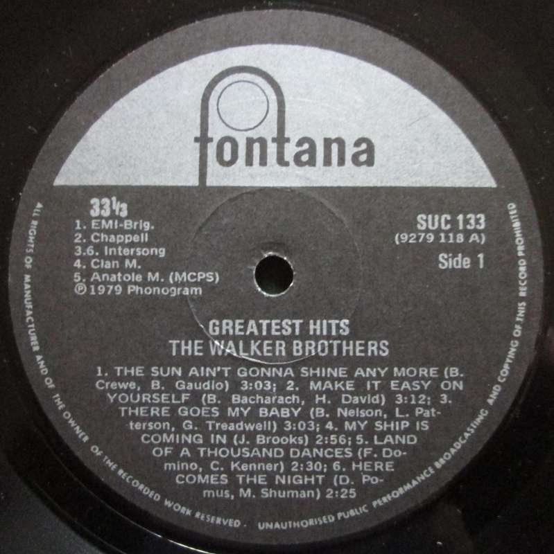 THE WALKER BROTHERS - GREATEST HITS   (LP/VINYL)