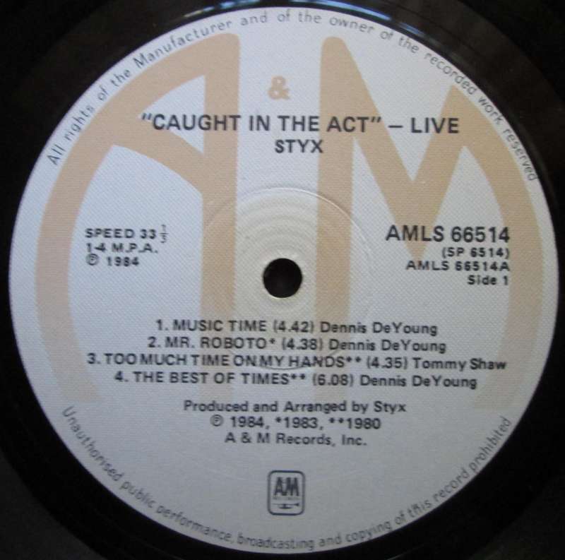 STYX - CAUGHT IN THE ACT  LIVE  (LP/VINYL)