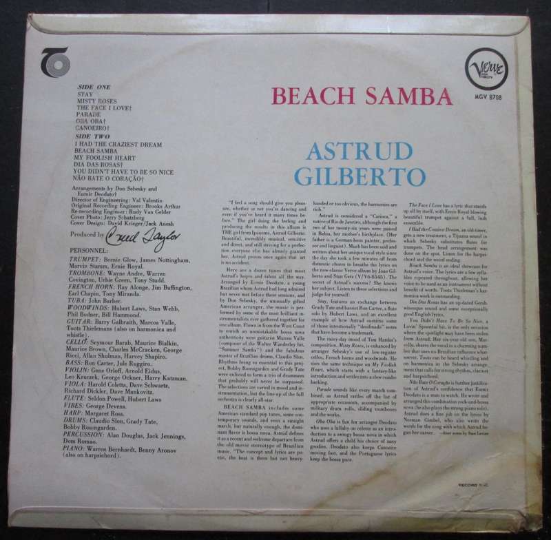ASTRUD GILBERTO - BEACH SAMBA  (LP/VINYL)