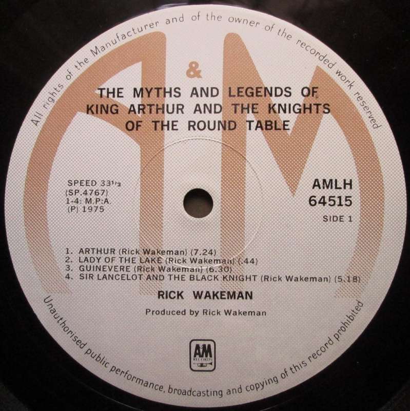 RICK WAKEMAN - THE MYTHS AND LEGENDS OF KING ARTHUR AND THE KNIGHTS OF THE ROUND TABLE   (LP/VINYL)