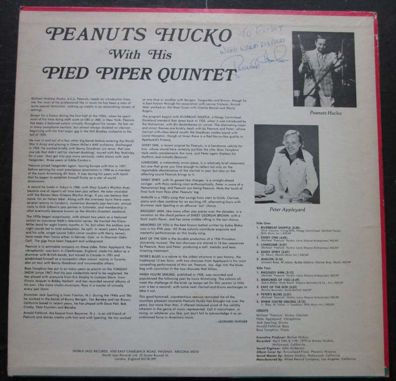 PEANUTS HUCKO with his PIED PIPER QUINTET - PEANUTS HUCKO with his PIED PIPER QUINTET   (LP/VINYL)