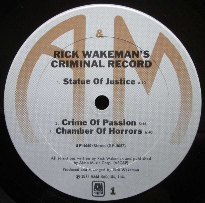 RICK WAKEMAN - RICK WAKEMANS CRIMINAL RECORD  (LP/VINYL)