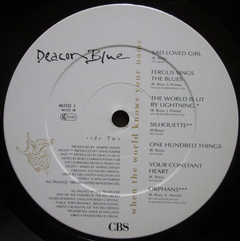 DEACON BLUE - WHEN THE WORLD KNOWS YOUR NAME  (LP/VINYL)