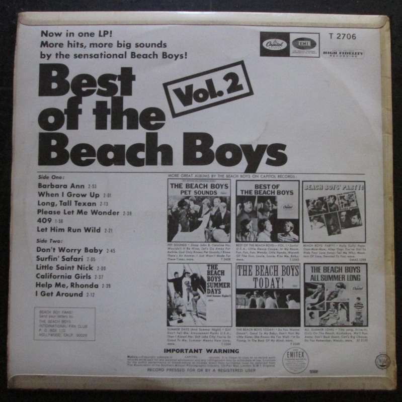 THE BEACH BOYS - THE BEST OF THE BEACH BOYS VOL. 2  (LP/VINYL)
