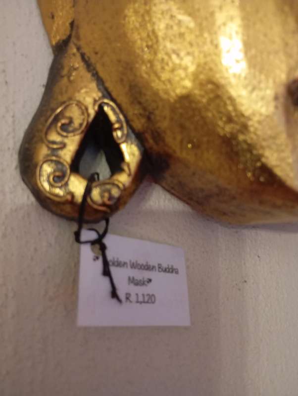 Golden Wooden Buddha Mask (32 cm)