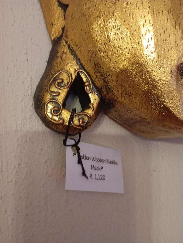 Golden Wooden Buddha Mask (32 cm)