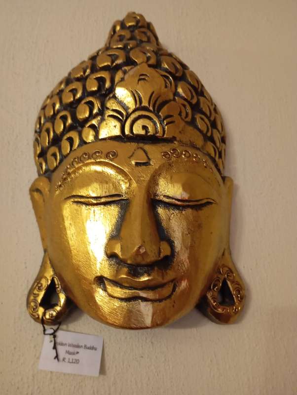 Golden Wooden Buddha Mask (32 cm)