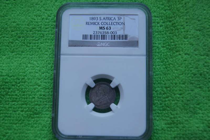 1893 ZAR 3 Pence - High Grade MS 63 NGC