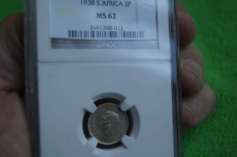 1938 South Africa 3 Pence - MS62 NGC