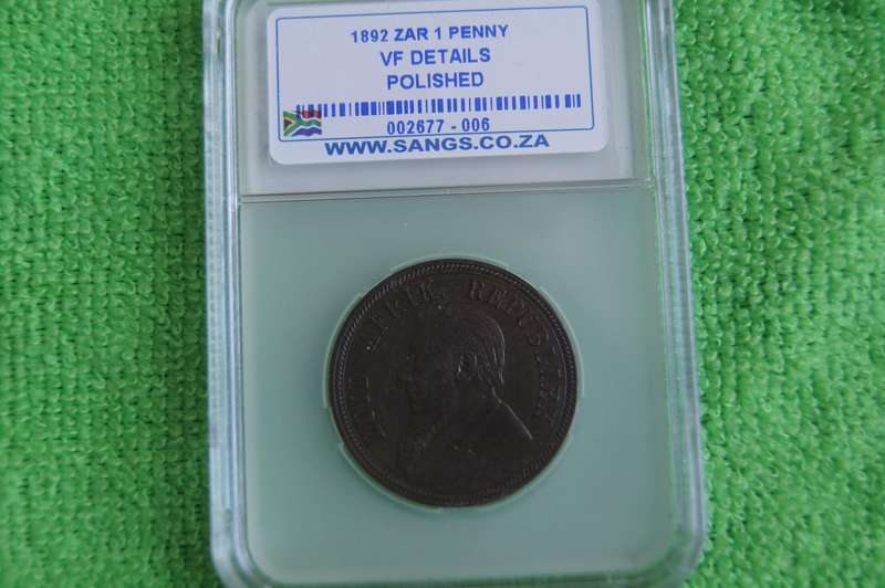 1892 ZAR Penny - SANGS VF Details