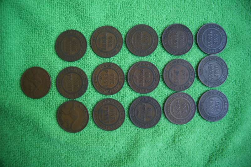Australian Penny Set (16 coins) (1912-1950) Seldom Found - Bid per coin to take all 16