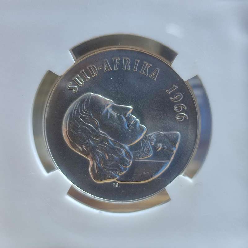 GRADED (MS66) - 1966 50 CENT UNC COIN (AFRIKAANS) - ONLY 50,000 MINTED