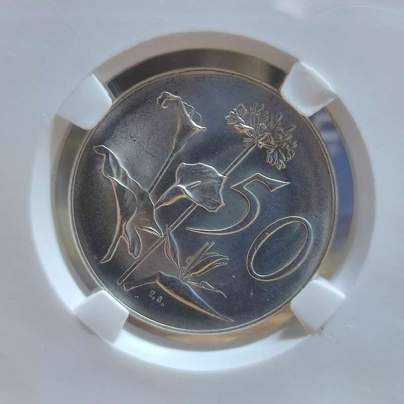 GRADED (MS66) - 1966 50 CENT UNC COIN (AFRIKAANS) - ONLY 50,000 MINTED