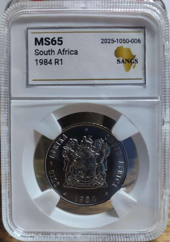 GRADED (MS65) - 1984 1 RAND UNC COIN