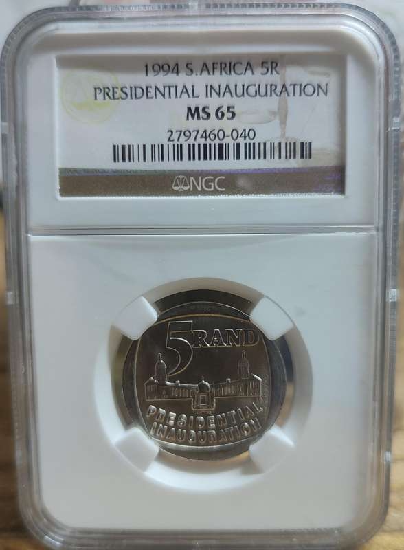 GRADED (MS65) - 1994 5 RAND PRESIDENTIAL INAUGURATION COIN