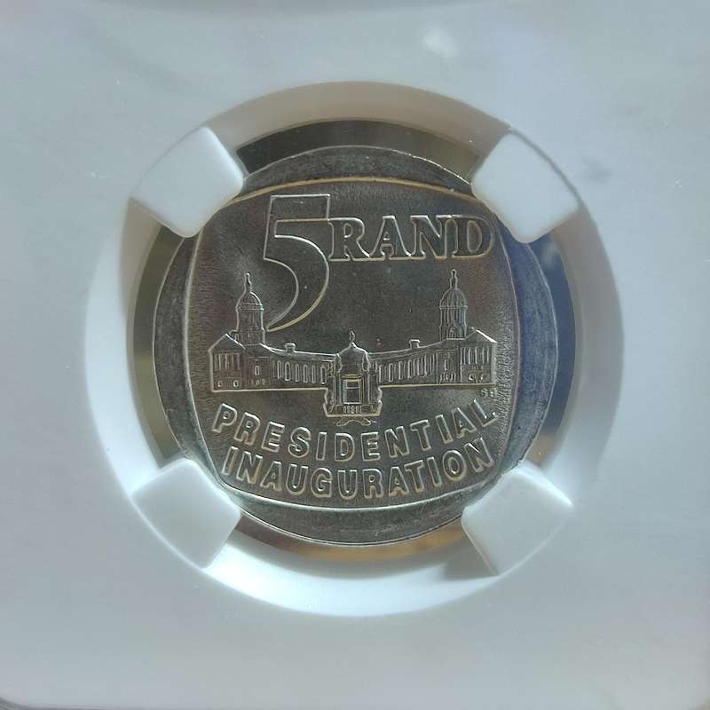 GRADED (MS65) - 1994 5 RAND PRESIDENTIAL INAUGURATION COIN