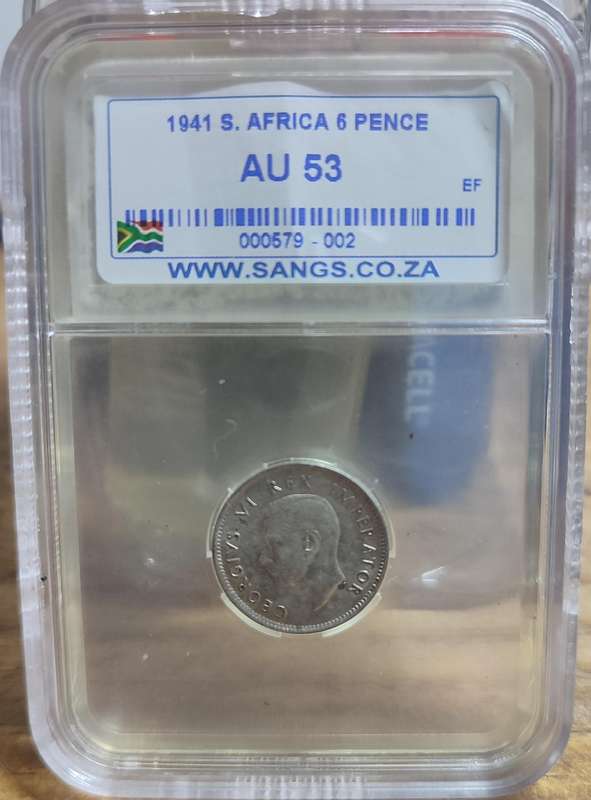 GRADED (AU53) - 1941 SIXPENCE 6D COIN
