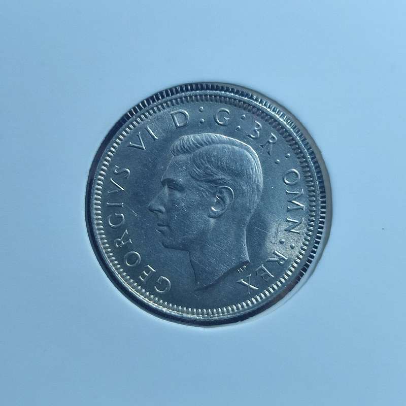 1942 UK ONE SHILLING 50% SILVER COIN