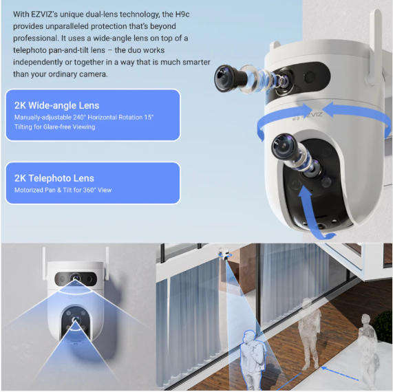 EZVIZ H9c 2K Dual-Lens Pan & Tilt Wi-Fi Camera