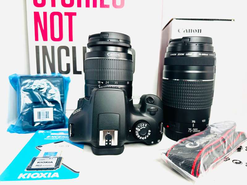 Canon 4000D DSLR camera with 2 lens and accessories