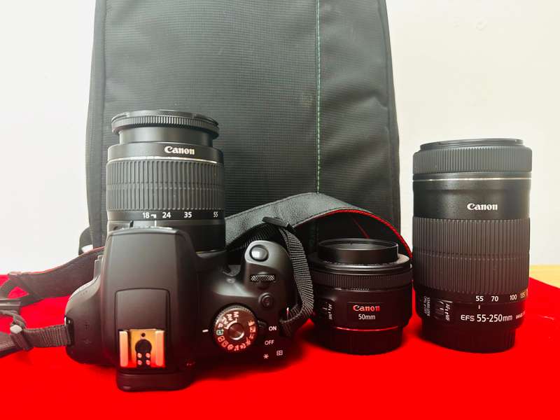 Canon EOS2000D with 3x Lens + Bag and accessories
