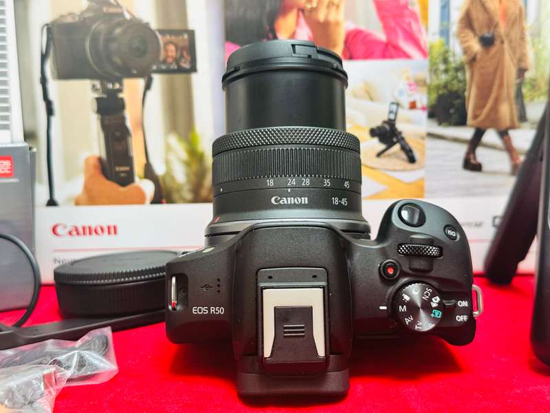 Canon EOS R50 Mirrorless content creator kit with RF-S 18-45mm F 4.5-6.3 IS STM Kit lens + more