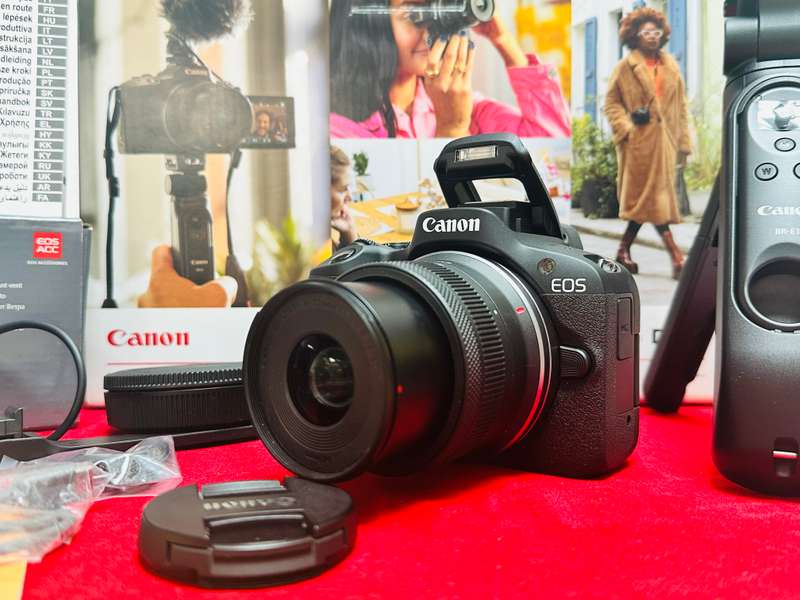 Canon EOS R50 Mirrorless content creator kit with RF-S 18-45mm F 4.5-6.3 IS STM Kit lens + more