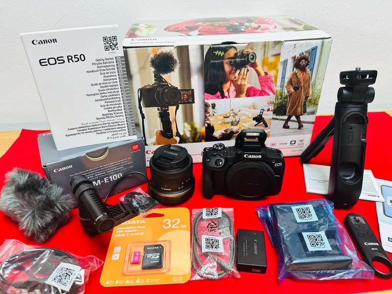 Canon EOS R50 Mirrorless content creator kit with RF-S 18-45mm F 4.5-6.3 IS STM Kit lens + more