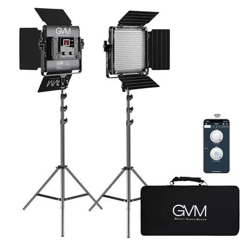 GVM-50RS RGB LED Video Light Kit  2 Lights + 4 Batteries + 2x Dual Chargers  Complete GVM-50RS RGB