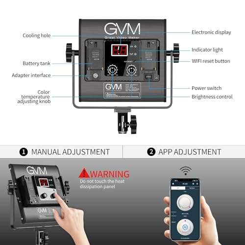 GVM-50RS RGB LED Video Light Kit  2 Lights + 4 Batteries + 2x Dual Chargers  Complete GVM-50RS RGB