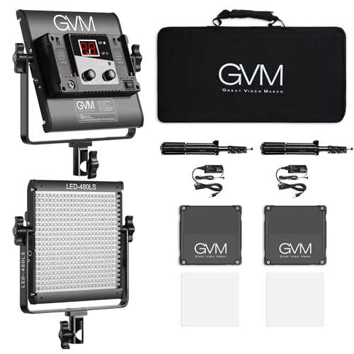 GVM-50RS RGB LED Video Light Kit  2 Lights + 4 Batteries + 2x Dual Chargers  Complete GVM-50RS RGB