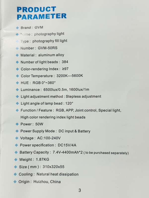 GVM-50RS RGB LED Video Light Kit  2 Lights + 4 Batteries + 2x Dual Chargers  Complete GVM-50RS RGB
