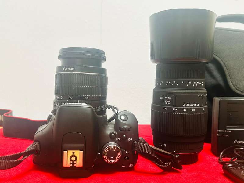 Canon EOS 600D DSLR Camera with Canon EFS 18-55mm AF/MF macro Lens  Sigma EFS 70-300mm  AF/MF  Zoom