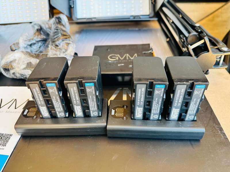GVM-50RS RGB LED Video Light Kit  2 Lights + 4 Batteries + 2x Dual Chargers  Complete GVM-50RS RGB