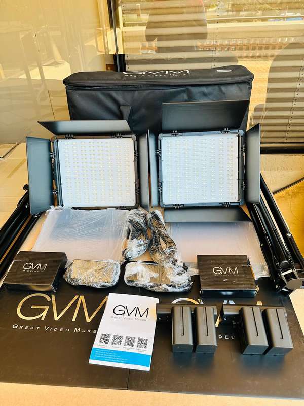 GVM-50RS RGB LED Video Light Kit  2 Lights + 4 Batteries + 2x Dual Chargers  Complete GVM-50RS RGB