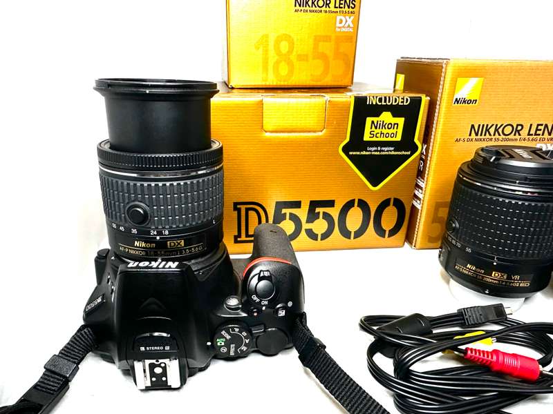 Nikon D5500 DSLR Camera With  Nikon 18-55mm  DX Lens Nikon 55-200mm DX VR Lens Shutter count 2567