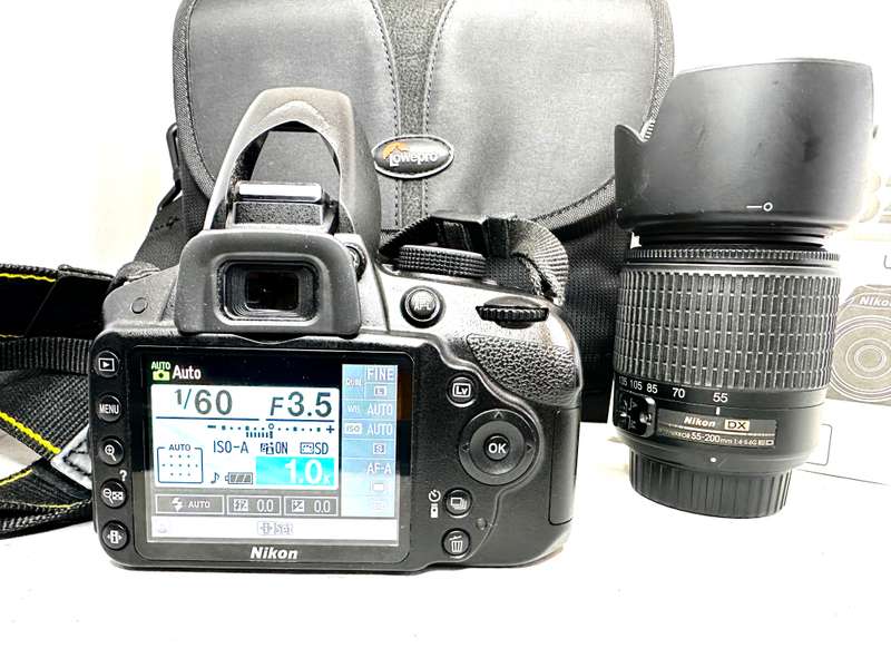 NIKON D3200 with  1x Nikon DX 18-55mm Lens 1x Nikon 55-200mm DX Zoom Lens with sun hood