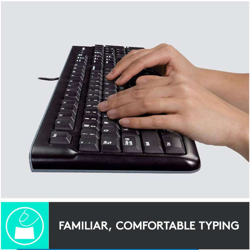 Logitech MK120 Wired Keyboard and Mouse With Whisper Quiet Keys - Black