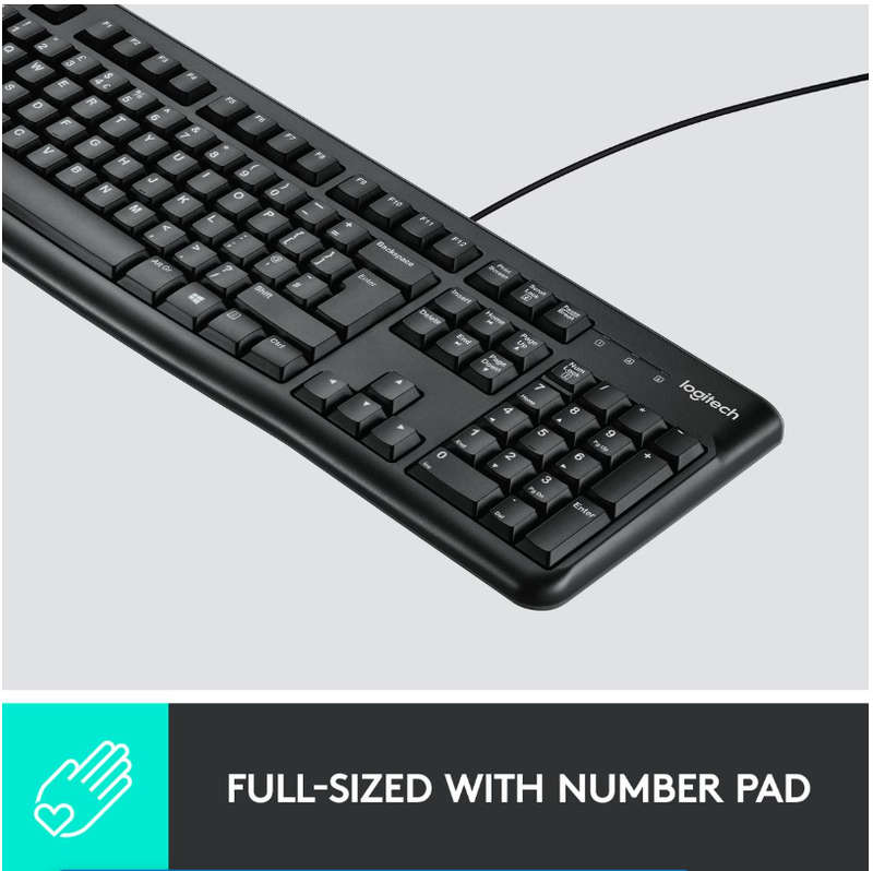 Logitech MK120 Wired Keyboard and Mouse With Whisper Quiet Keys - Black