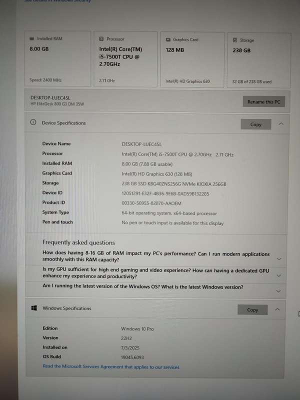 HP Elite Desk 800 G3 Mini
