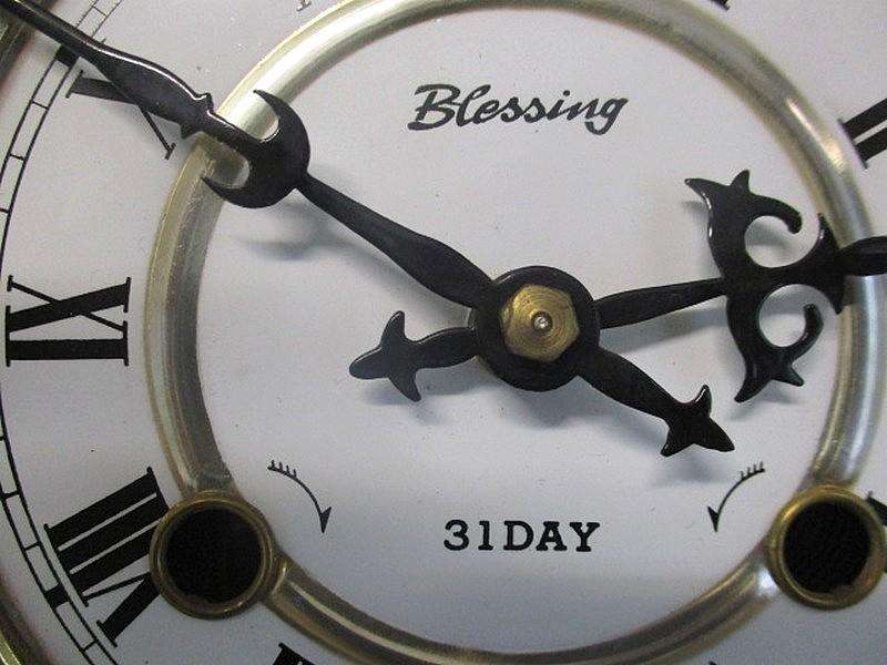 Vintage Blessing 31 Day Wooden Wall Clock With Winding-Up Key