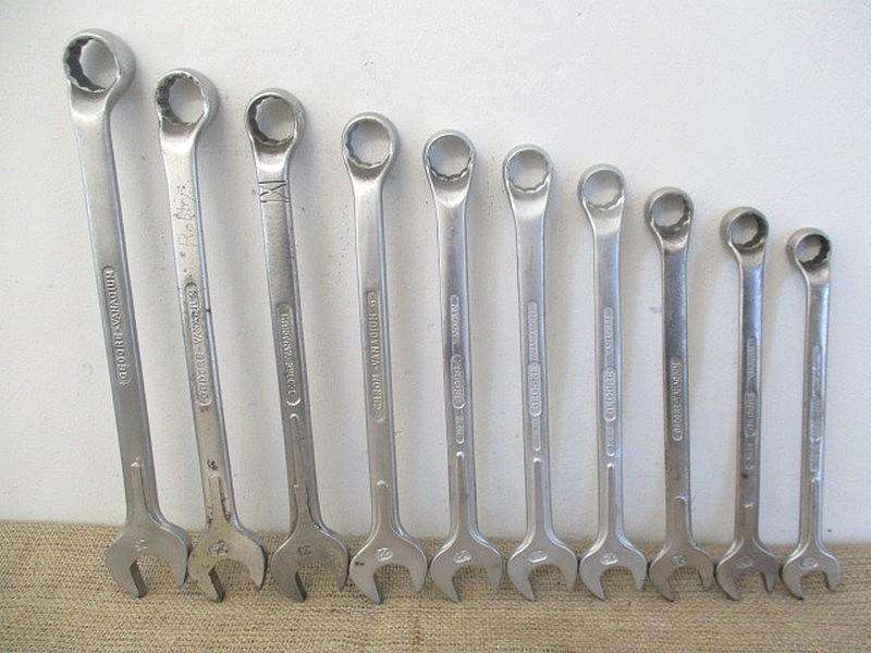 Beautiful Set Of Ten Combination Spanners : 9 x Gedore No 1B  SA & 1x DIN 3113 B      16mm - 25mm