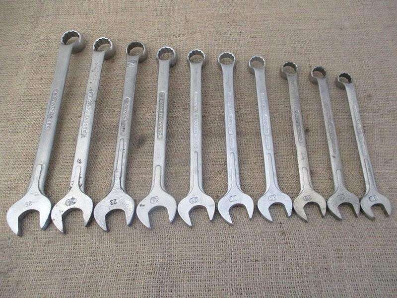 Beautiful Set Of Ten Combination Spanners : 9 x Gedore No 1B  SA & 1x DIN 3113 B      16mm - 25mm